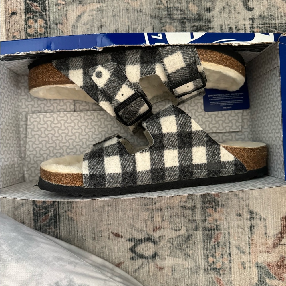 Birkenstock plaid sandals
